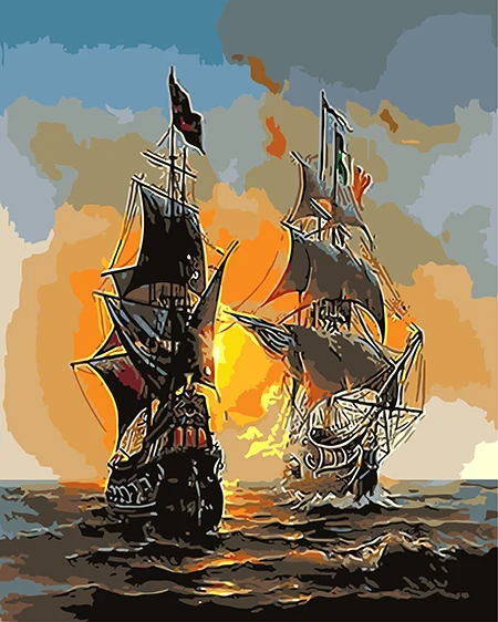 

paintings pictures by numbers with hand Two sails oil paint colors picture drawing painting by numbers wall decoration