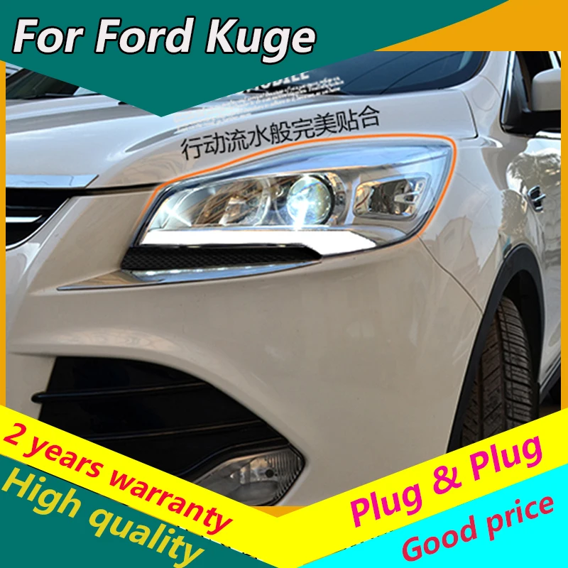

KOWELL Car Styling for Hoofd Lamp voor Ford Kuga koplampen 2013 2014 2015 Escape led drl H7 hid Bi-Xenon dubbele Lens dimlicht