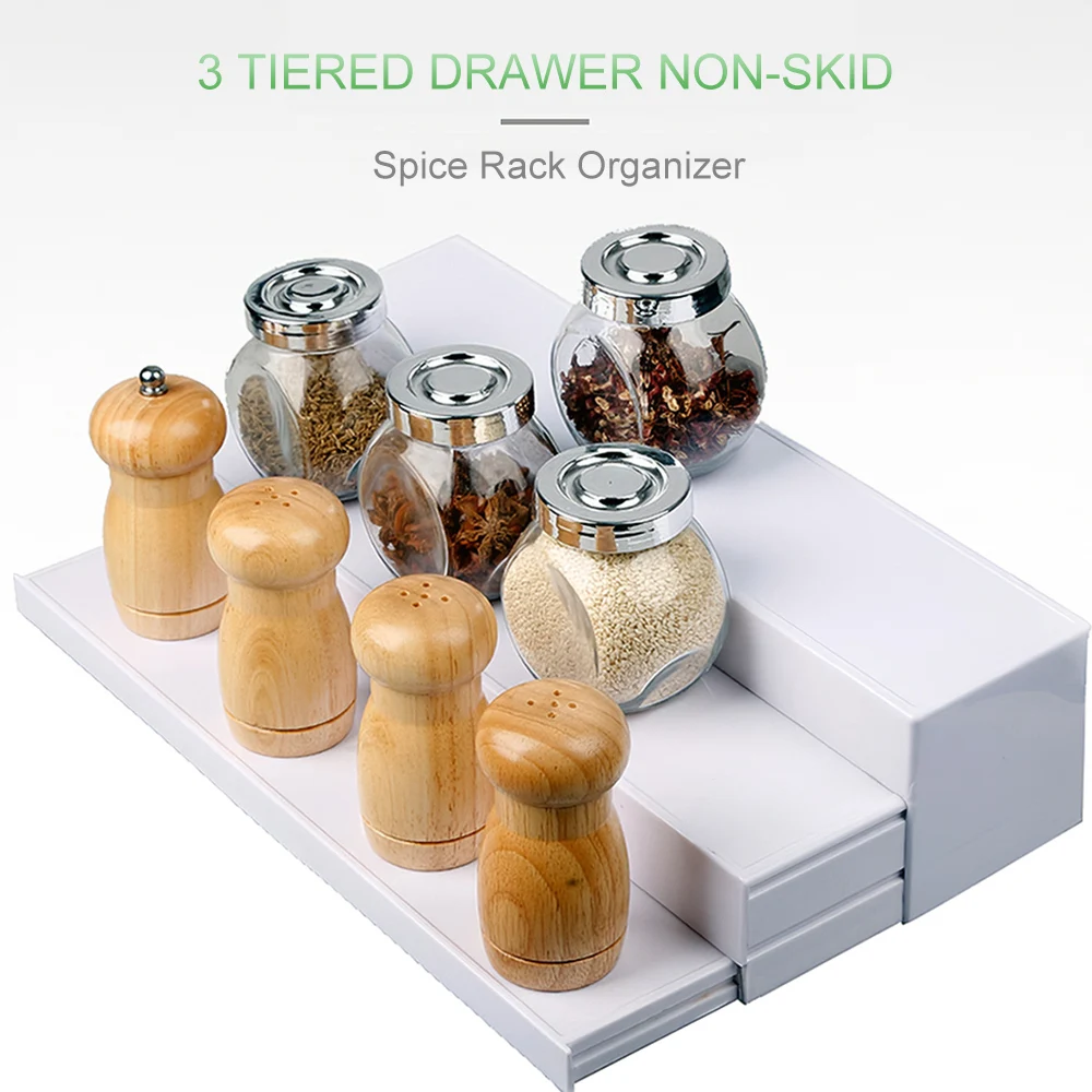 3 ярусных ящика стойка для специй нескользящая полка кладовой кухонного хранения