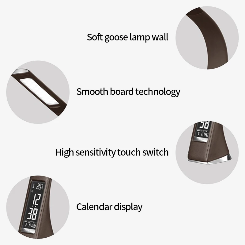 

LED Desk Lamp Foldable Dimmable Touch Rechargeable Table Lamp with Calendar Temperature Alarm Clock Night Mood Lights #609