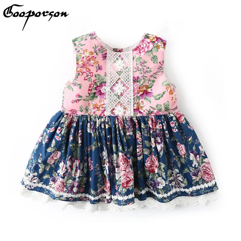 

Детское кружевное платье с цветочным принтом, для девочек