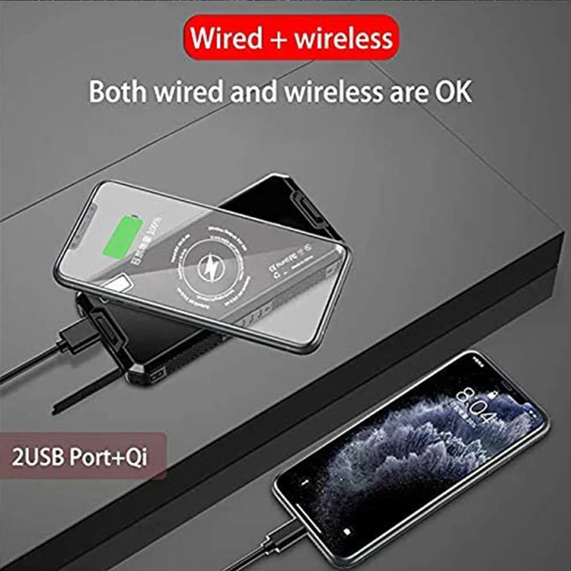 Solar Wireless Charging Battery Power Bank 80000 mA Panel External Charger Portable for iPhone Samsung Huawei | Мобильные телефоны