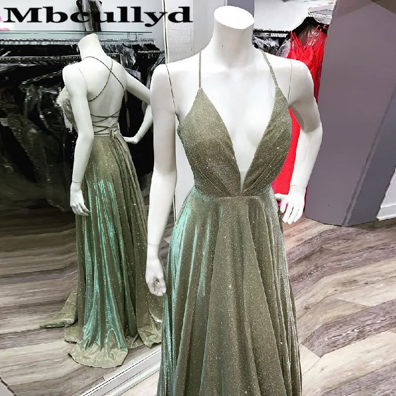 

Mbcullyd Glitter Sequind Long Prom Dresses Sexy Cross Backless Evening Party Dress For Women 2020 vestidos de fiesta de noche