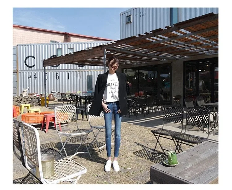 Новинка 2020 джинсовые брюки женские облегающие Модные Узкие тонкие черные джинсы