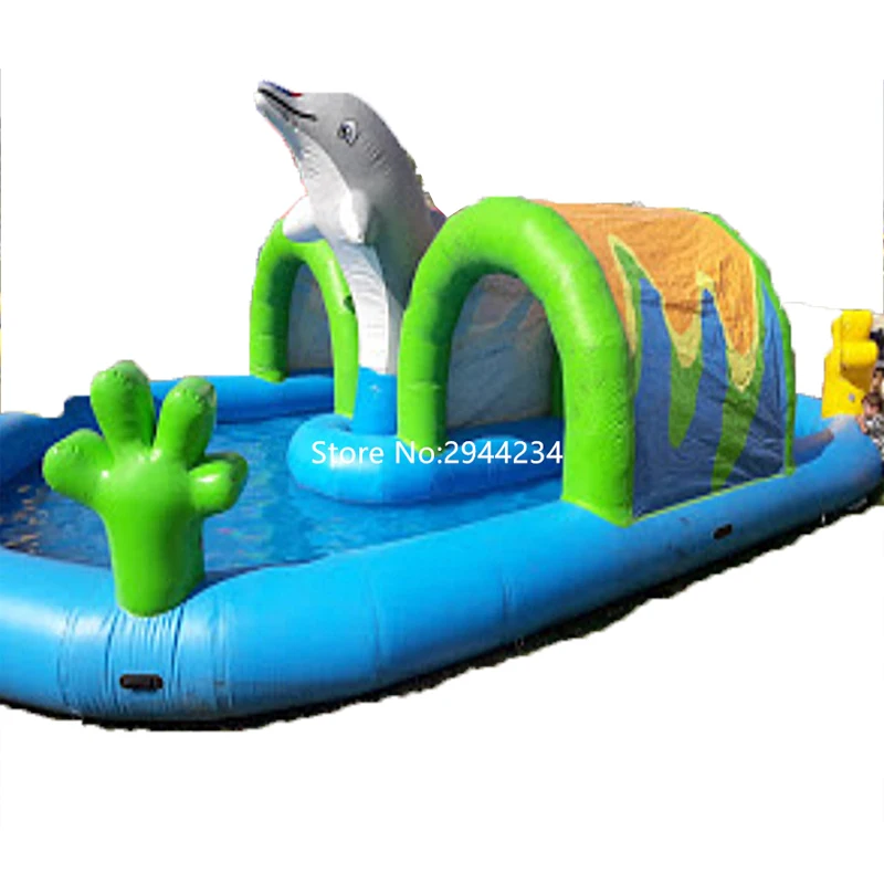 

Giant Inflatable Water Pool Dolphin Design For Kids Playing In Water Park Inflatable Pool Water Games