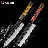 xituo original forged damascus steel kitchen knife vg10 67layer damascus high carbon stainless steel nakiri knife chef knife