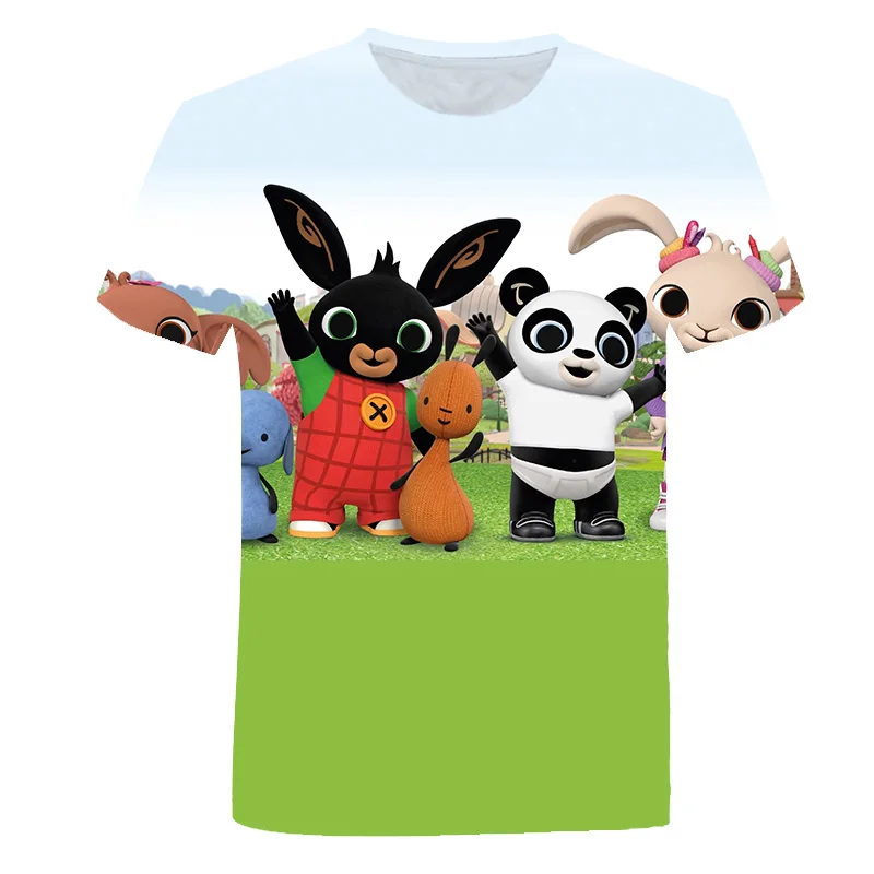 

2021 summer new T-shirt children's rabbit rabbit casual wear T-shirt boy girl short-sleeved T-shirt tee suit