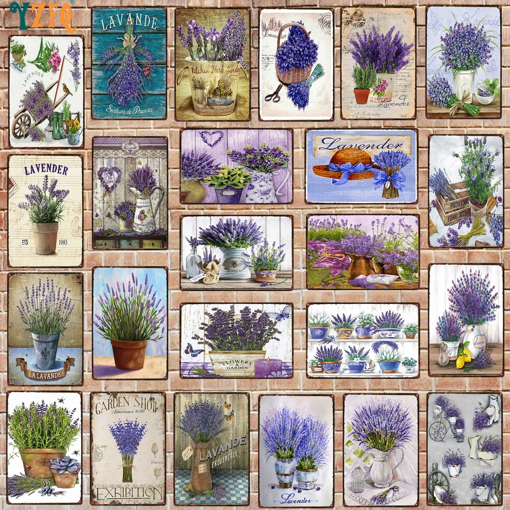

Винтажные декоративные знаки с лавандой [yzfq], цветочный постер, сады, ретро-тарелка, настенный паб, ресторан, домашнее искусство, фермерский Декор