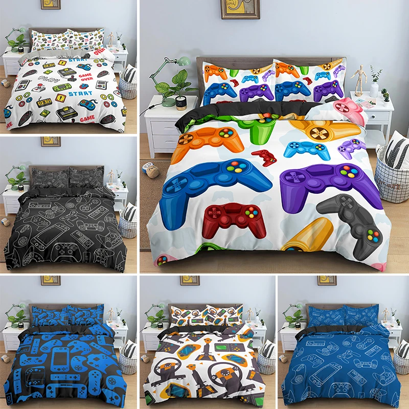 Hot Sell Game Bed Sets For Boys Gamer Comforter Duvet Cover Gaming Themed Bedroom Decor Single King Bedding Set Home Textile