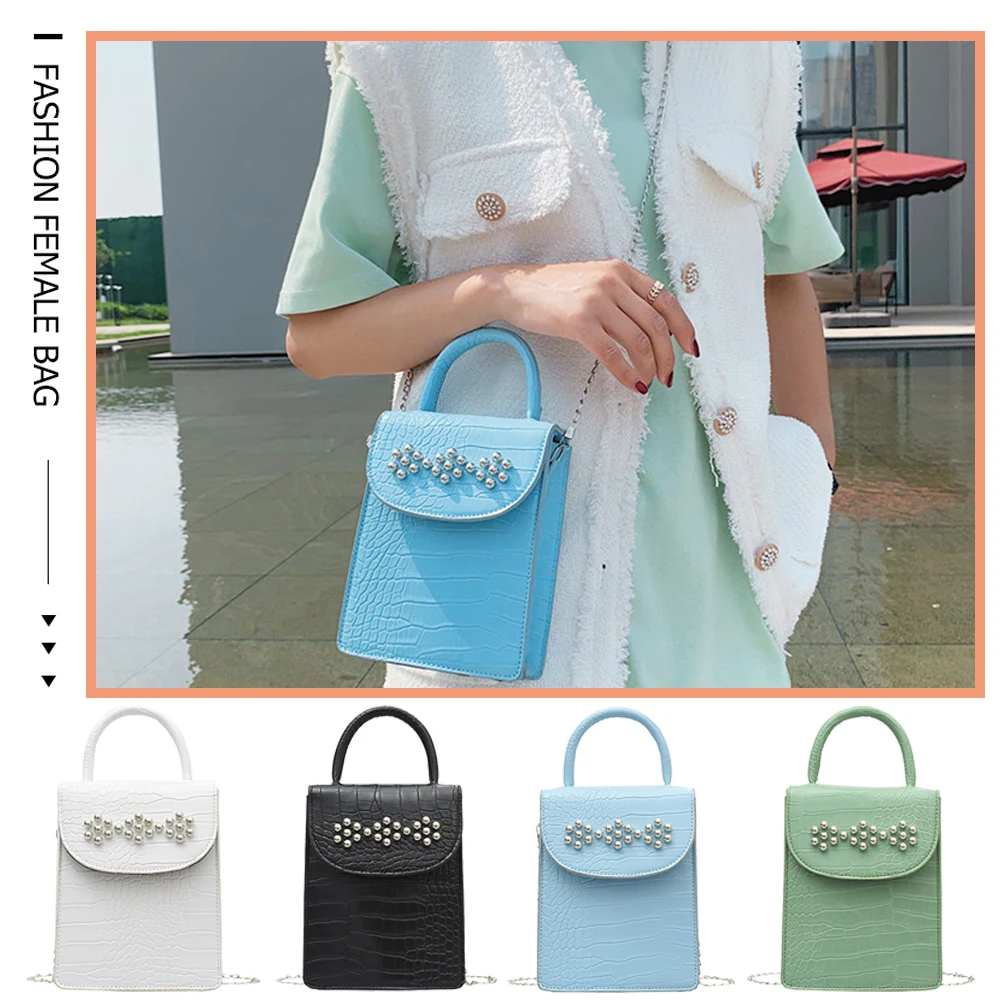 

Girls Shoulder Bags PU Leather Fashion Female Alligator Pattern Print Handbags Tote Solid Shoulder Crossbody Bags