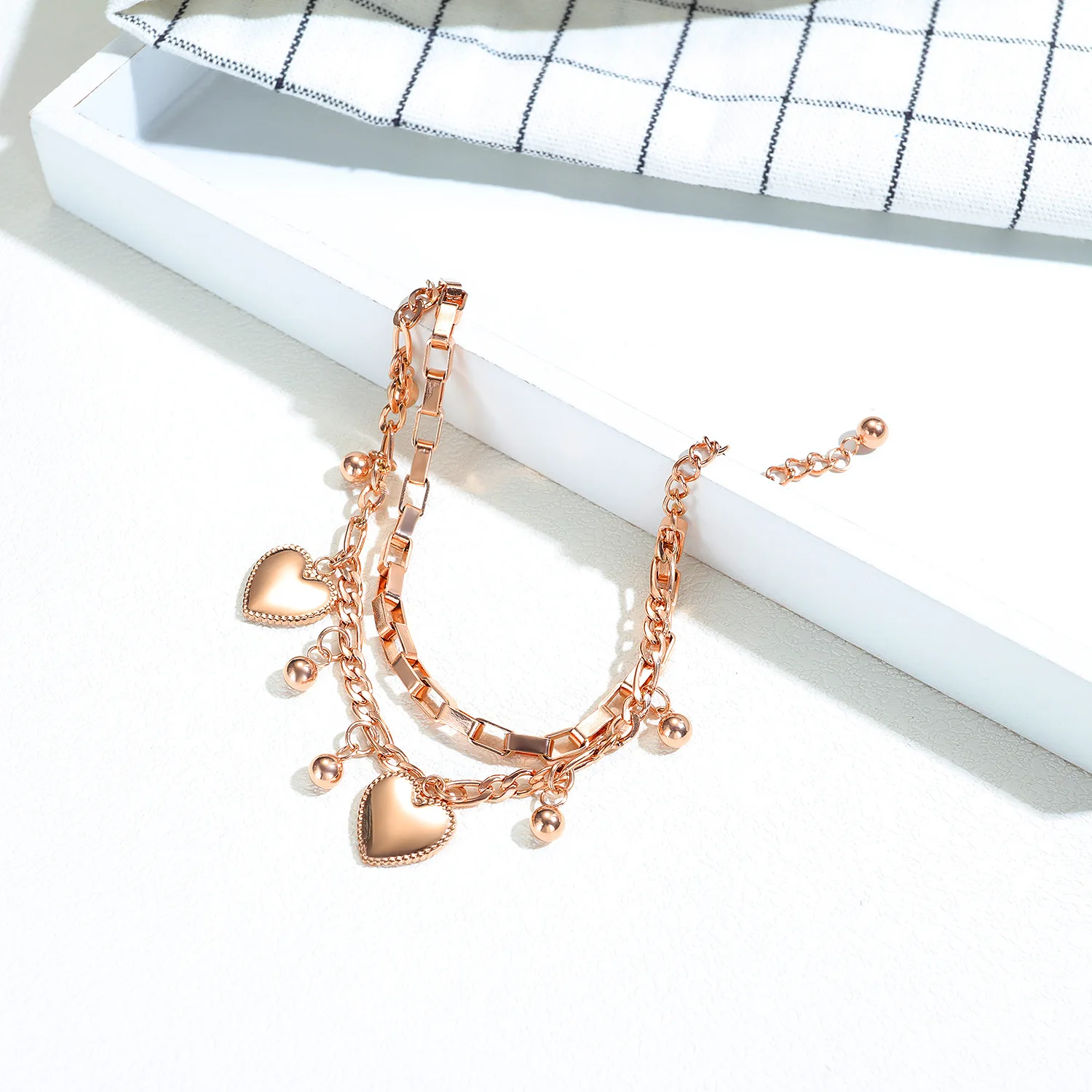 

Fashion all-match multi-layer stainless steel bracelet Chain women love round beads temperament ladies bracelet