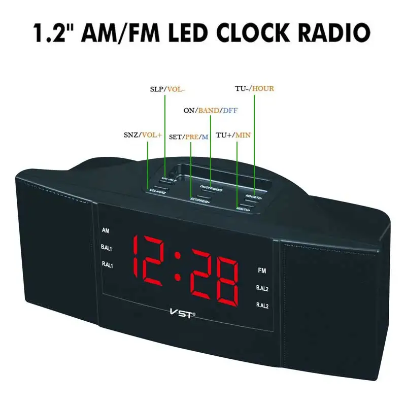 Новый модный современный AM/FM светодиодное радио с часами Электронный Настольный