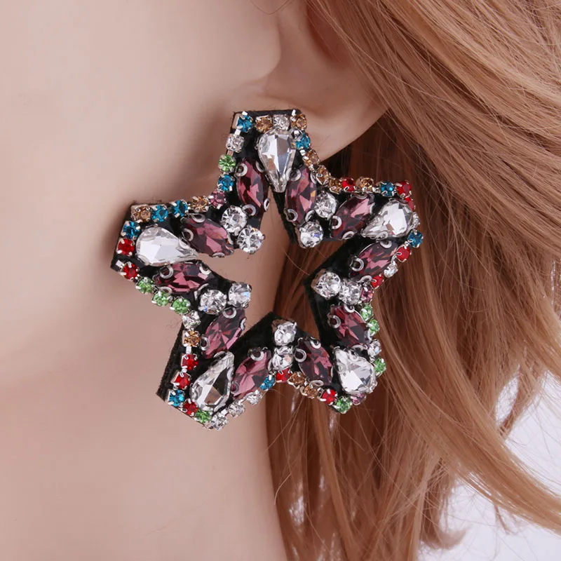 Большие серьги NeeFu WoFu в богемном стиле со звездами большие ручной работы большая