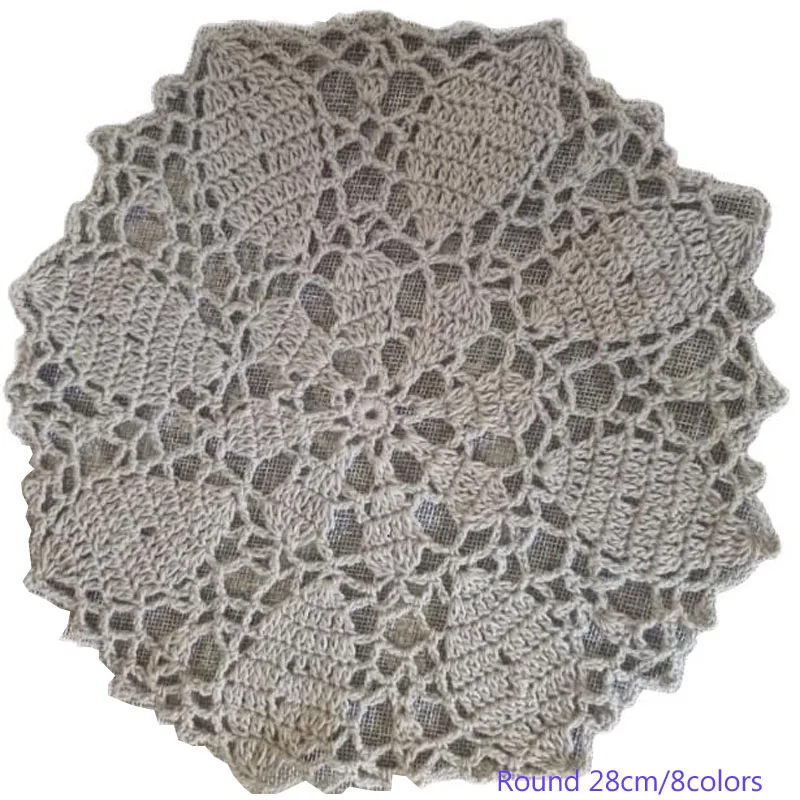 

Modern Lace Round cotton table place mat dining pad Cloth crochet placemat cup mug glass tea pot coaster Christmas doily kitchen