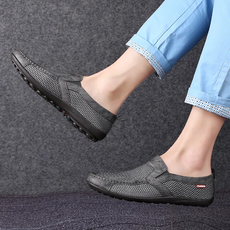 Мужские сетчатые туфли CLAXNEO Повседневные Дышащие лоферы на плоской подошве без