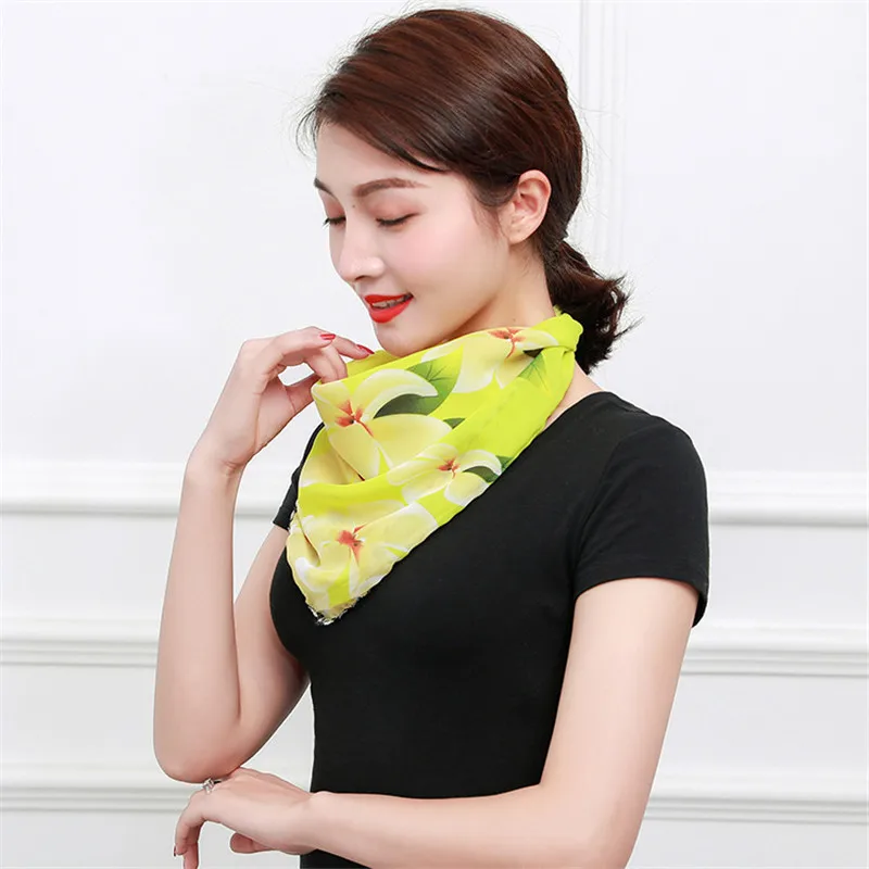 

New Chiffon Face Mask Sun Protection Women Scarves Neck Cover Solid Print Lady Hiking Riding Reusable Mouth Scarf Ring Wraps