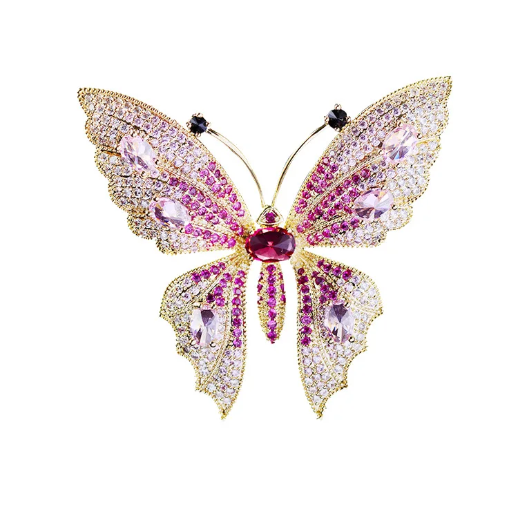 

Insect brooch gradient color zircon butterfly brooches temperament corsage pin
