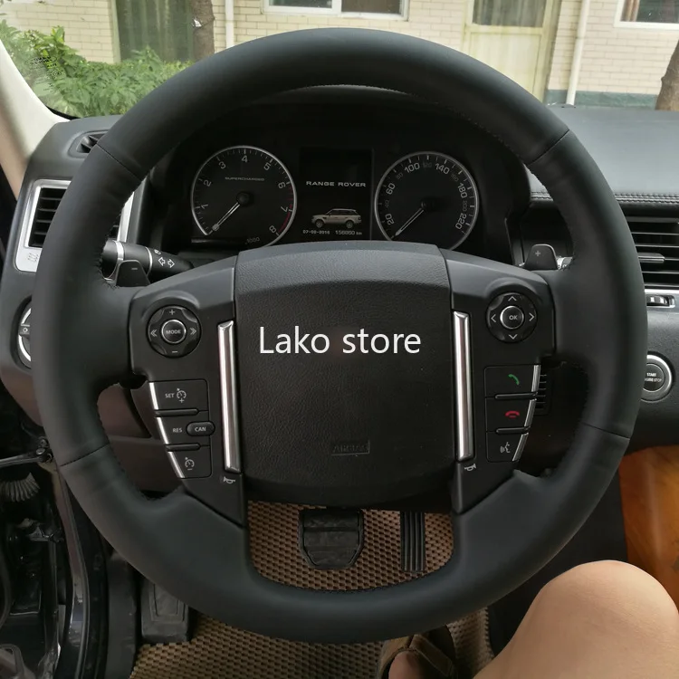 

Hand stitch Non-Slip Faux Leather Car Steering Wheel Cover For Land Rover Freelander 2 Range Rover 15inch 38cm BLACK