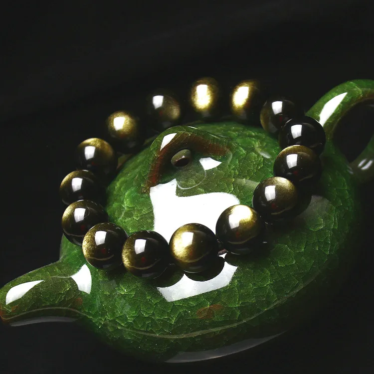 Подлинные Бусины Из Натурального золота 8-16 мм обсидиановые драгоценные камни