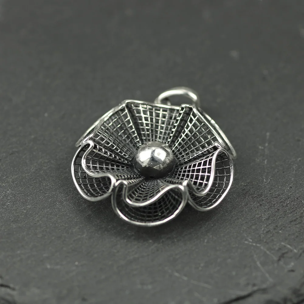 Женские винтажные подвески из стерлингового серебра 925 пробы с полыми цветами