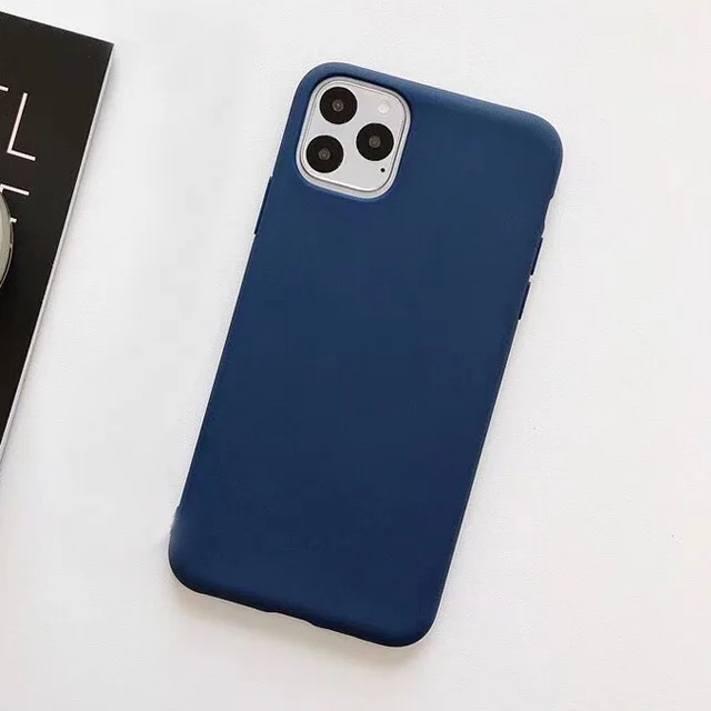 Navy Blue Однотонные силиконовые чехлы для iphone 11 11Pro Max для Apple 6 6S Plus X XS MAX XR 7 8 милый мягкий модный простой чехол для телефона - Цвет: Navy Blue