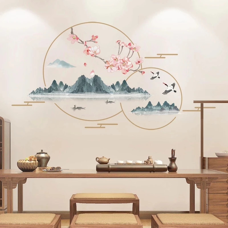 

Landscape Wall Stickers Teenager Chinese Style Living Room Bedroom Home Office Decor Wallstickers Decoration Pegatinas De Pared