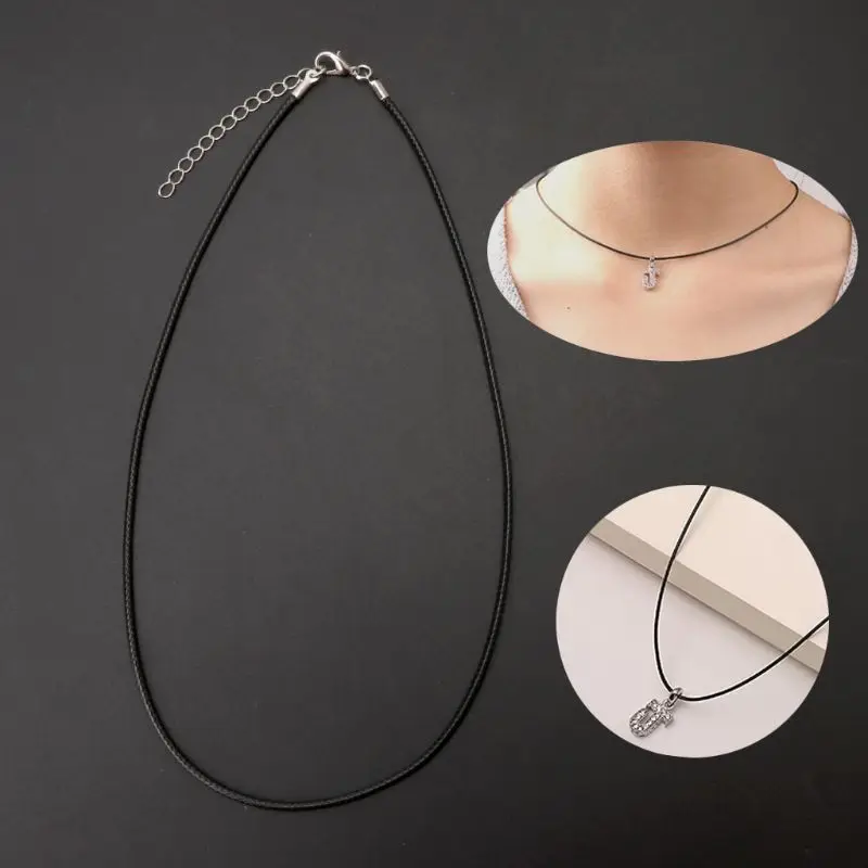 

10Pcs Top Quality Black Silk Leather Cord Chain Necklace with Lobster Claw Clasp