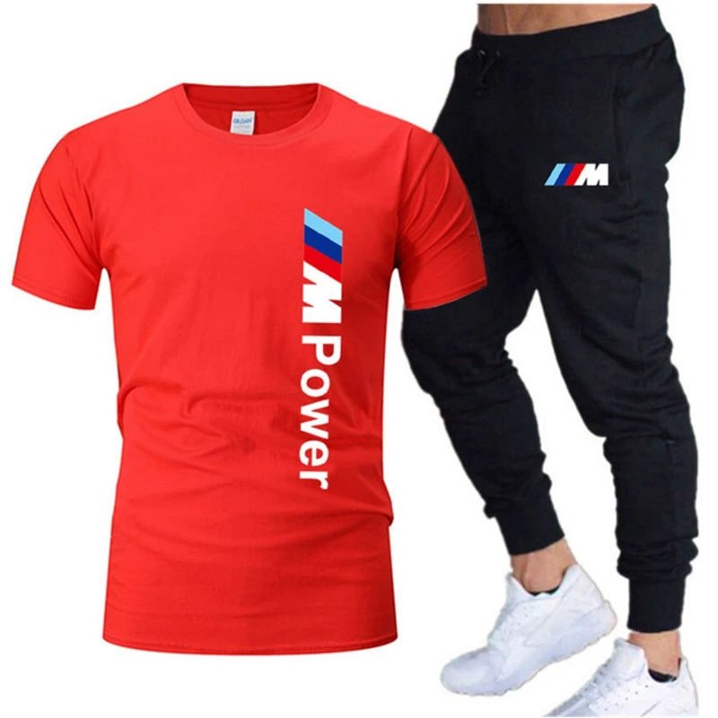 

2021 Summer Fashion Leisure Brand Men's Set Tracksuit Sportswear Track Suits Male Sweatsuit Short Sleeves T Shirt 2 Piece Sets