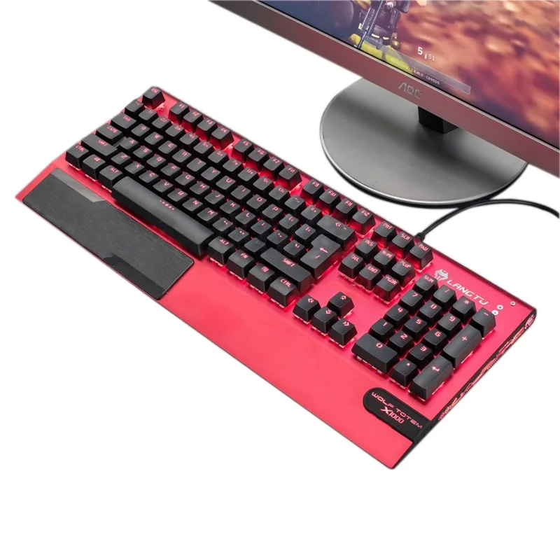 Эргономичная USB Проводная Механическая игровая клавиатура с подсветкой Wolf Totem