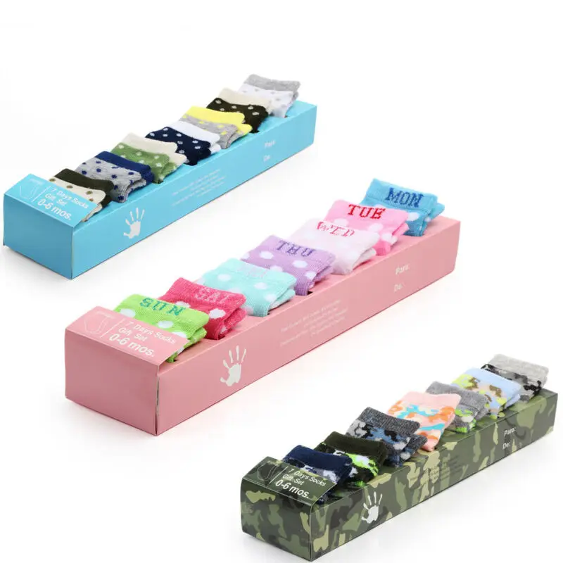 Носки хлопковые для новорожденных девочек и мальчиков 7 пар|Носки| |