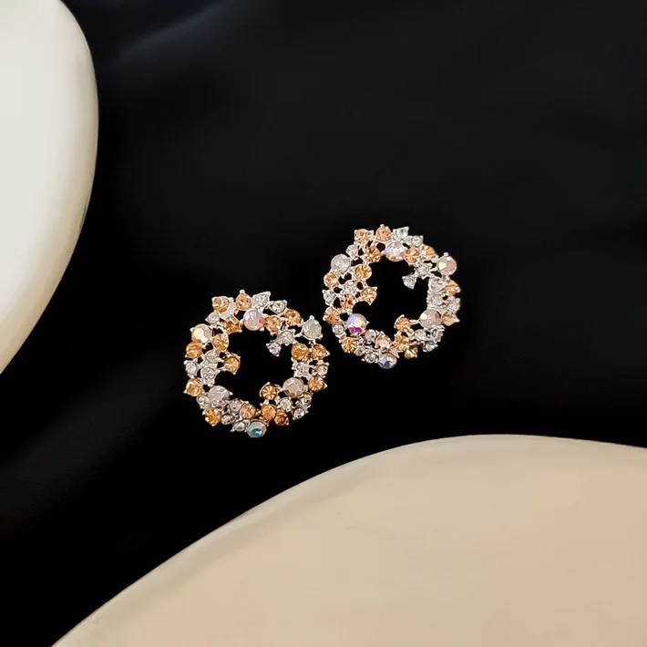 Корейский Новый Элегантный Сияющий горный хрусталь Кристалл Круг Букле d'oreille