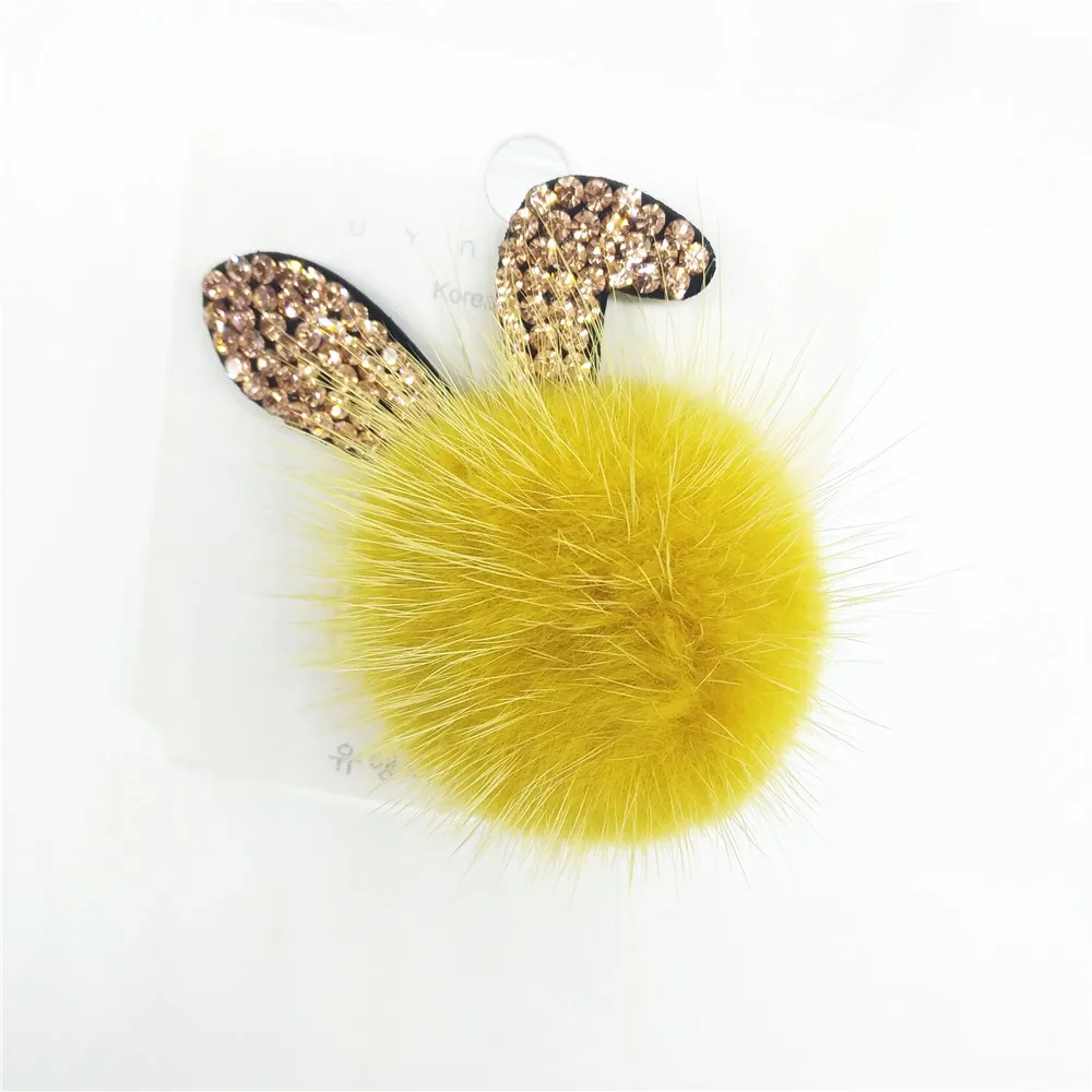 Девочки Зимняя Новая Волшебная Кроличья Голова с Шариком из Меха Заколки для Волос Женщин Согнутые Уши Милые Заколки для Волос Модные Аксессуары для Девочек