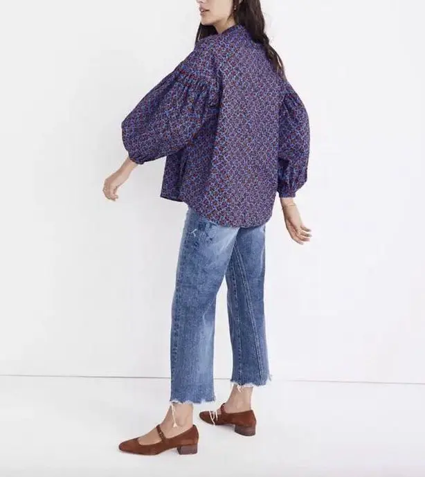 Женская рубашка с длинным рукавом и воротником-стойкой | одежда