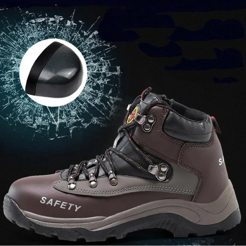 Safety Shoes And Hats Steel Toe Men's High Oxford Outsole Work Shoes Non-slip Breathable Mesh Shoes Hiking Wear-resistant DXZ078