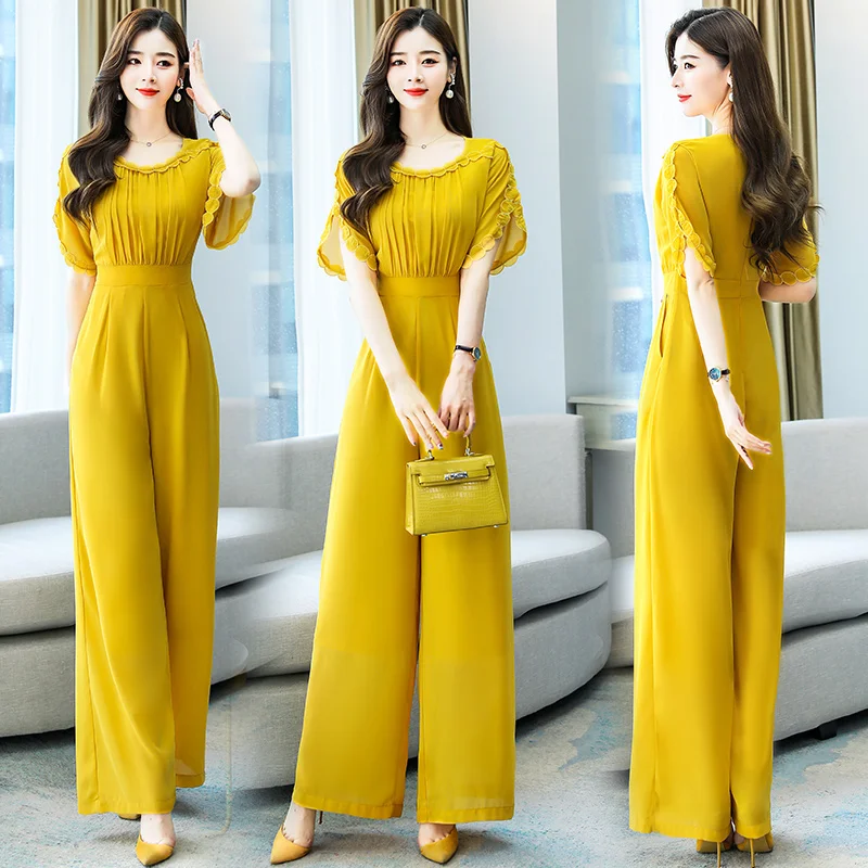 2021 летние женские сплошной длинный комбинезон с короткими рукавами и Офисные