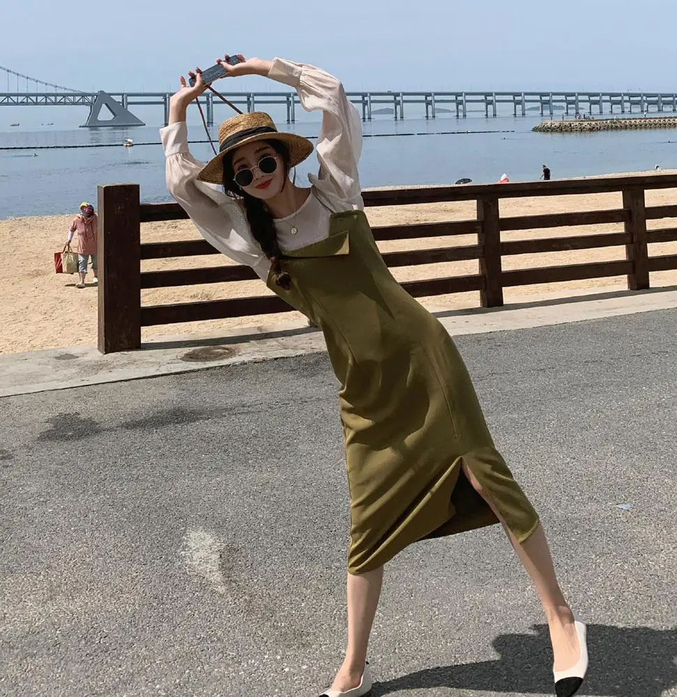 Женское длинное платье на бретельках новые женские зимние элегантные винтажные