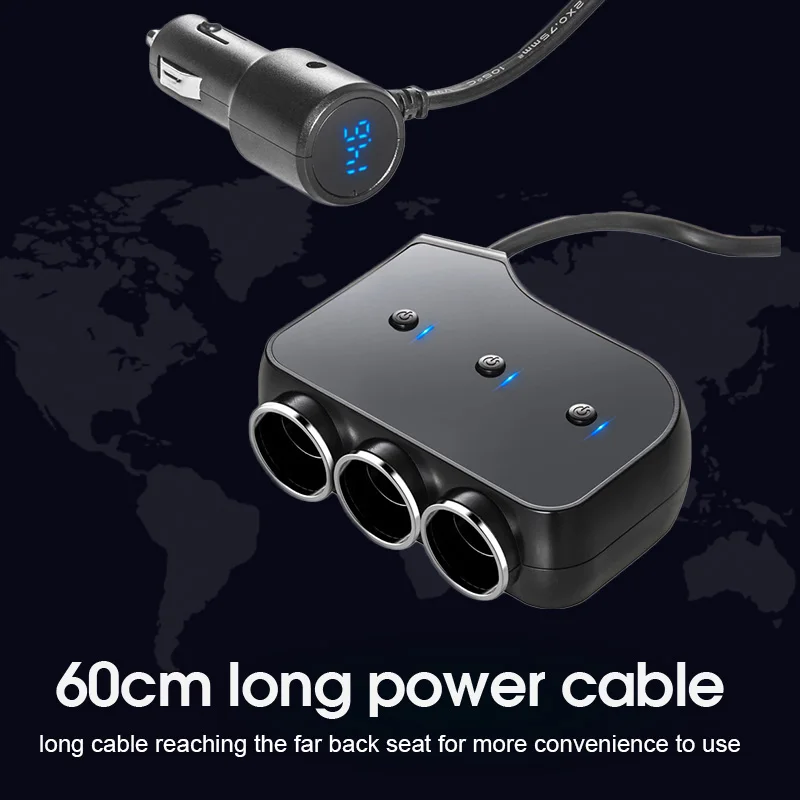 CDEN car charger cigarette lighter socket splitter 4 USB port 3 power adapter voltage display | Автомобили и мотоциклы