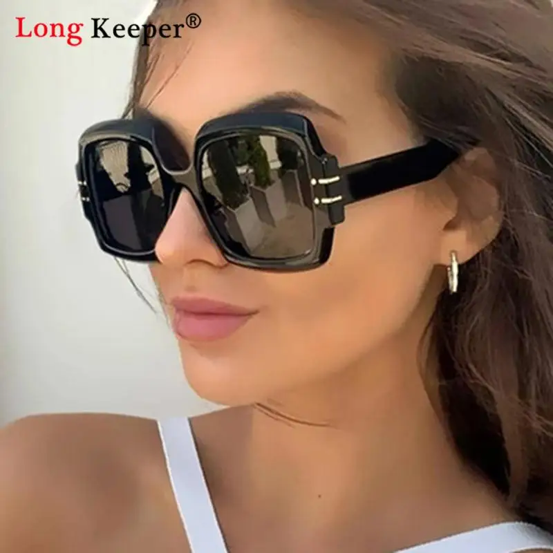 

Free Shipping Retro Square Oversize Sunglasses Women Fashion Champagne Yellow Shades UV400 Men Trending SunGlasses oxulos de sol