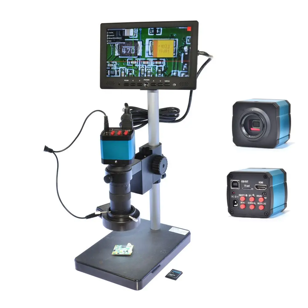 HAYEAR Full HD 14MP USB цифровой микроскоп промышленности Камера 100X зум Cmount объектив 4 Гб TF
