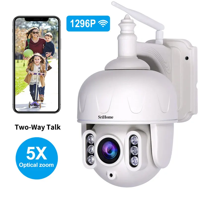 Sricam SH028 3.0MP Открытый IP Камера Водонепроницаемый 5X Оптический зум, Wi-Fi, Камера 360 ° P2P 2-полосная аудио Беспроводной видеонаблюдения PTZ