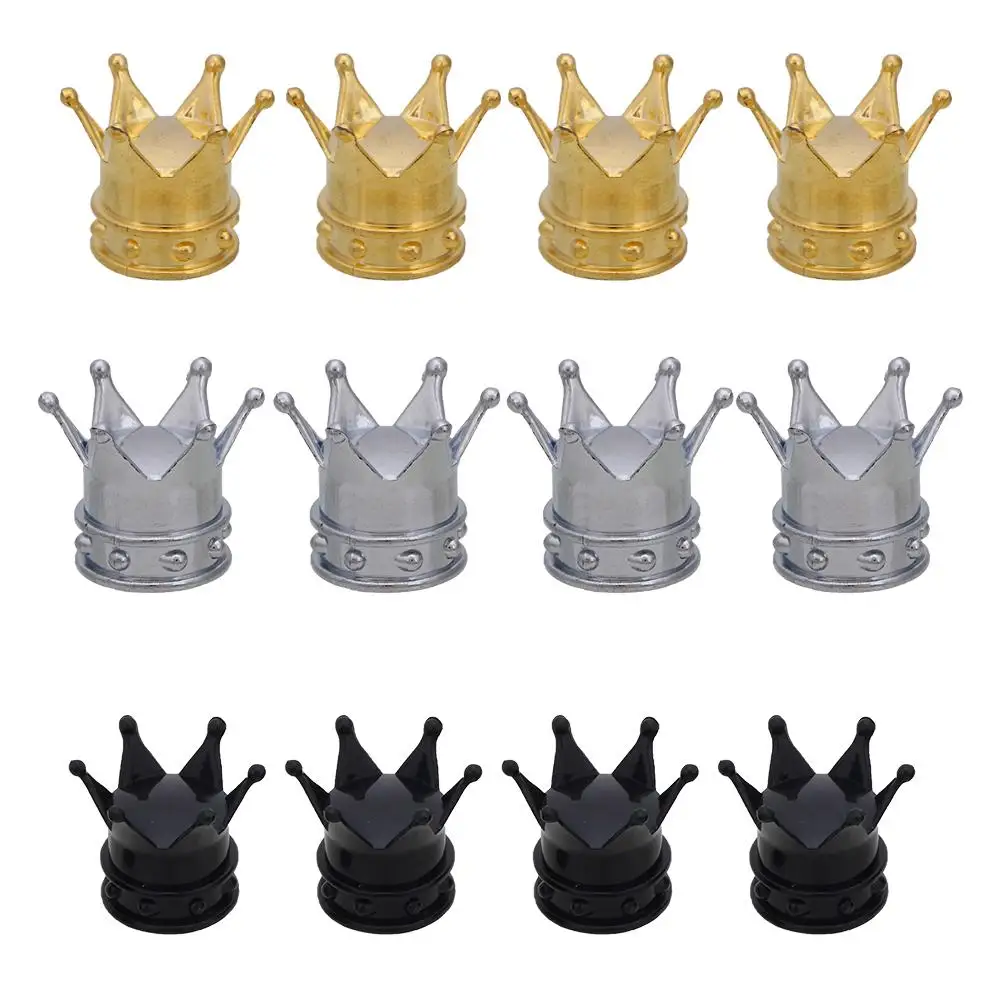 

4Pcs Car Wheel Tire Air Valve Caps Rhinestone Crown Style Copper Core Auto Truck Tyre Rim Stem Dust Air Cover