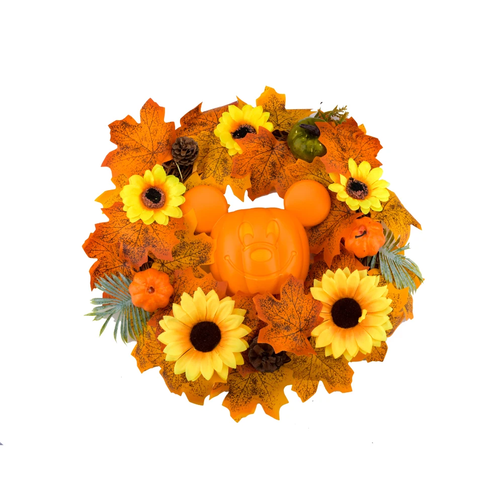 

Pumpkin Wreath For Halloween Cosplay Front Door With Pumpkins Artificial Maples Sunflower Autumns Harvest Home Holiday Decor NEW