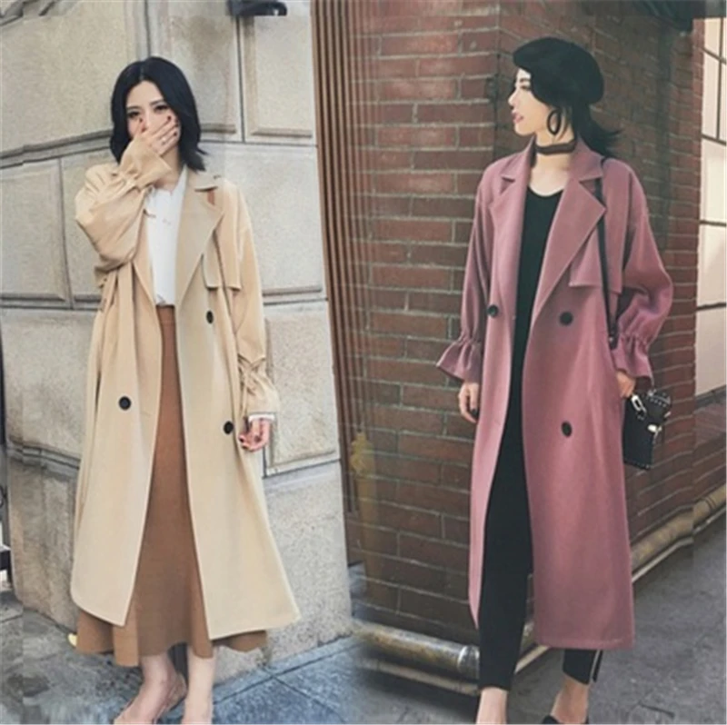 Новая мода 2019 осень/осень Повседневный двубортный простой классический длинный