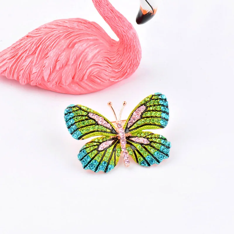 LEEKER Милая брошь в виде бабочки со стразами для женщин Винтажная животного