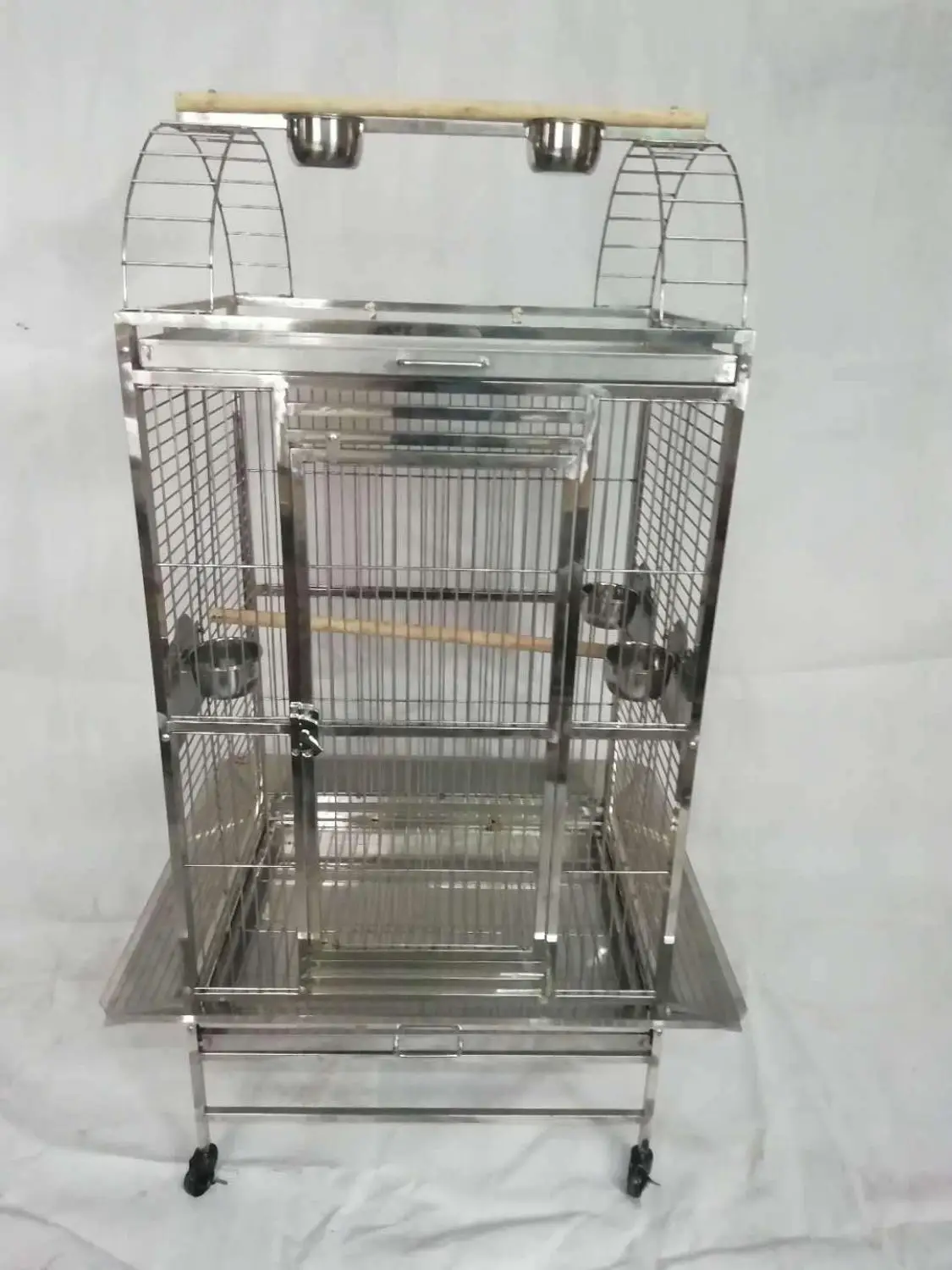 Высокое качество SUS304 60X55x150cm Нержавеющая сталь клетка для попугая птиц птицы