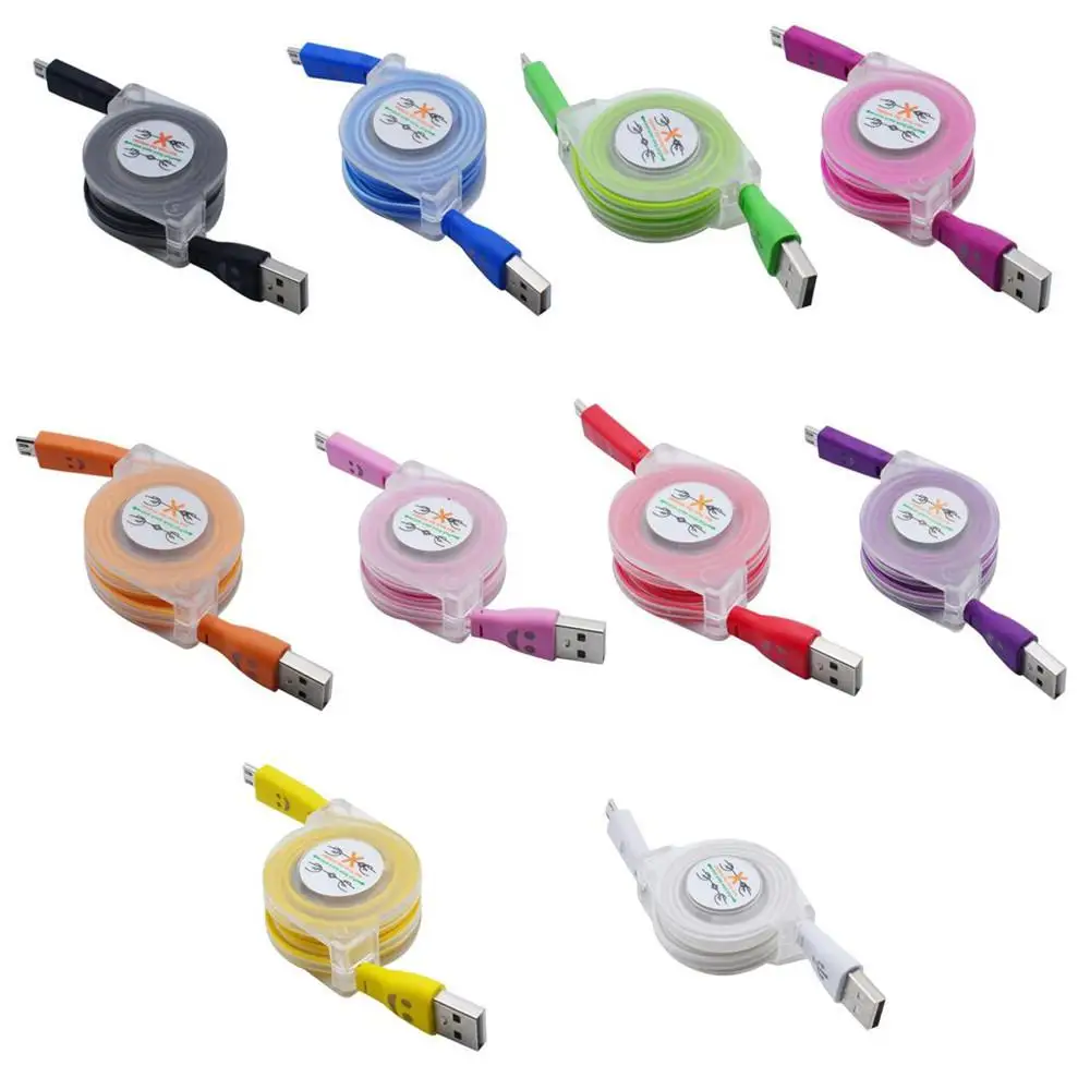 Выдвижной светодиодный светильник Micro USB кабель светящаяся Замена для порта Android