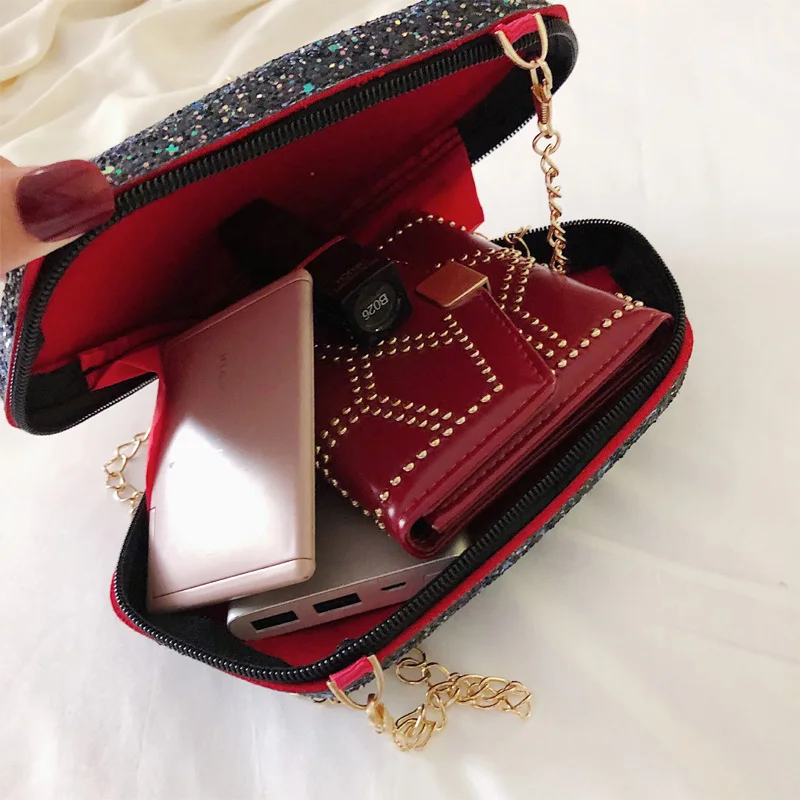 

Luxury Diamond Shape Design Crossbody Bag For 2020 New Sequin Chain Women Shoulder Bag PVC Fashion Ladies Evening Messenger Bags