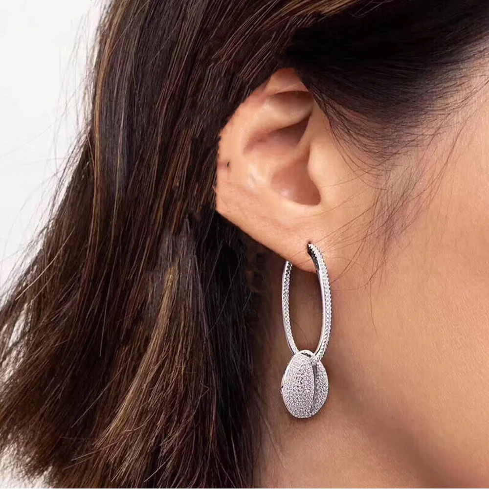

Kakany High-quality Fashion Trendy Asymmetric Shell-shaped Cubic Zirconia Long Pendant Wedding Earrings Luxury Female Jewelry
