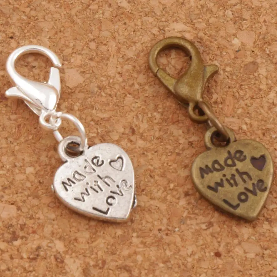 

Made With Love Heart Lobster Claw Clasp Charm Beads 9.8x26.4mm 26PCS Zinc Alloy Bronze Jewelry DIY C319