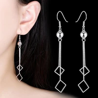 kofsac classic 925 silver earrings for women jewelry fashion long tassel square geometric earring lady anniversary accessories